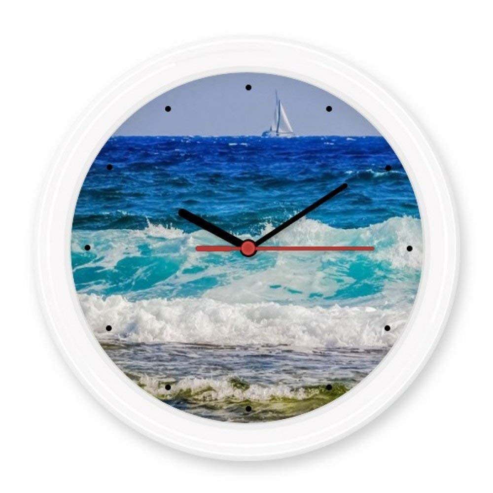 Horloge photo vague de plage haut de gamme au design épuré et rond