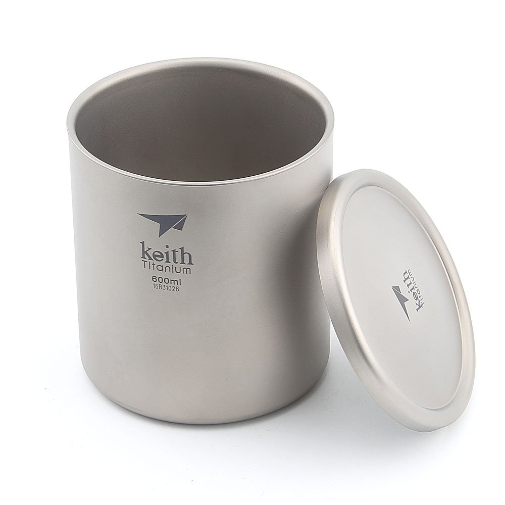 Keith 220 ml / 600 ml Titan Becher Saugnapf Doppelwandig Ultraleicht Titan Becher Tassen Leichte Tragbare Camping Wandern