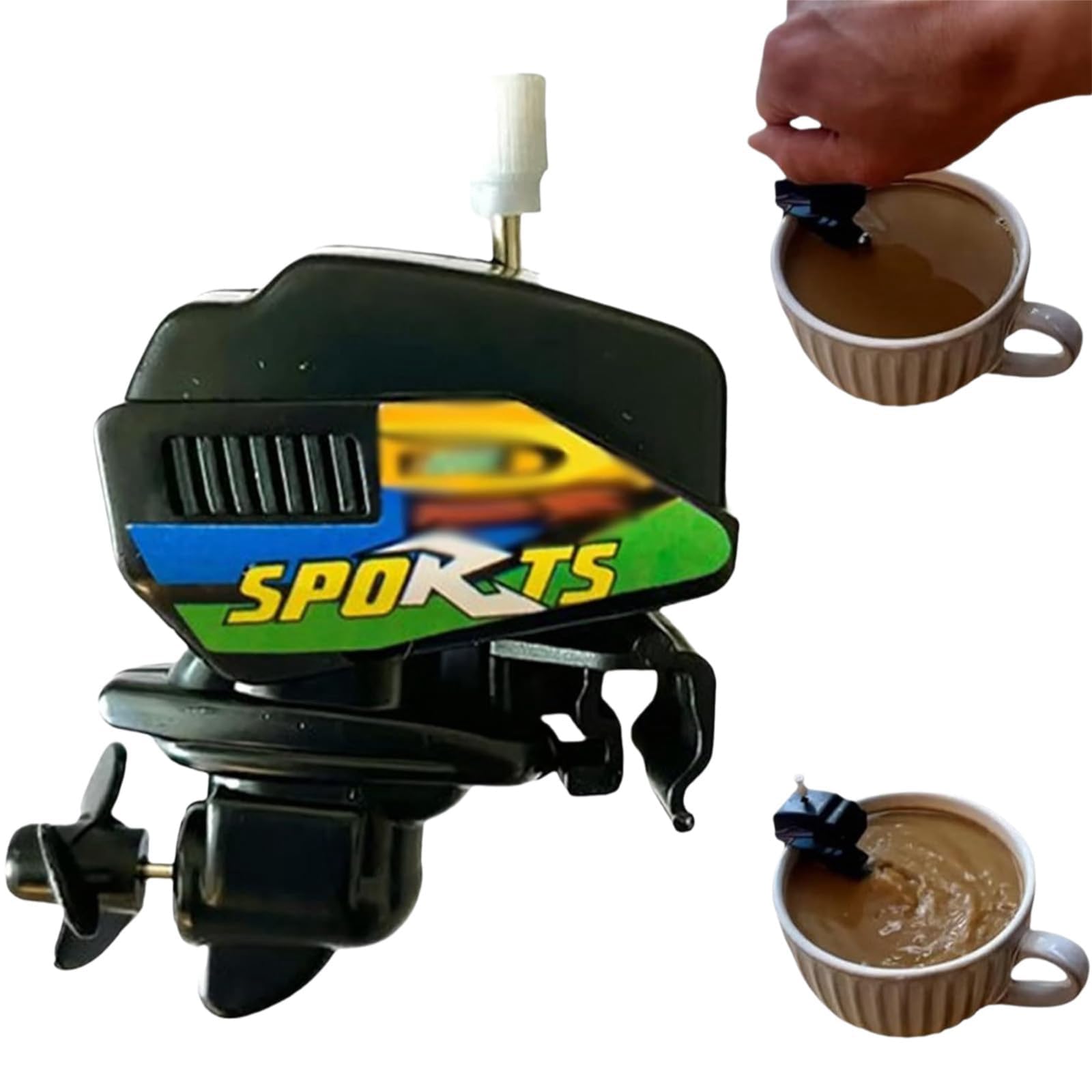 Batidor de café en forma de motor de , las pinzas pueden sostener tazas, las hélices pueden penetrar en la y remover a fondo para preparar café