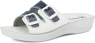 inblu Damen Doppeltem Band, Farbig, mit Verstellbaren Schnallen, Anatomisches Fußbett, Von 35 Bis 41 Schiebe-Sandalen