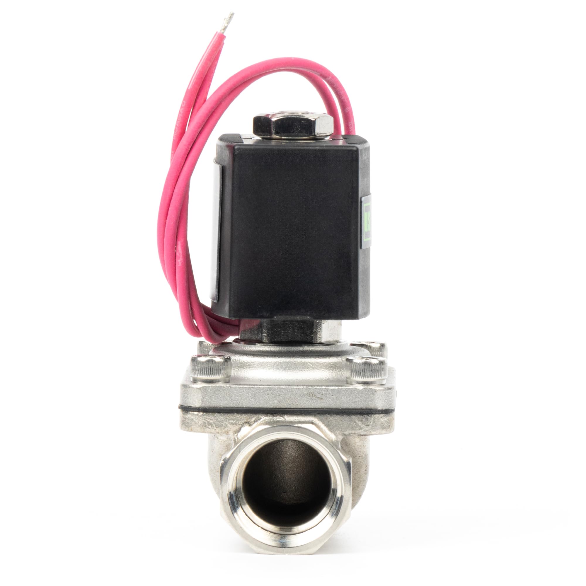 U.S. Solid Elettrovalvola in acciaio inox 3/4" G – 220V AC, normalmente chiusa, guarnizione VITON, uscita cavo volante