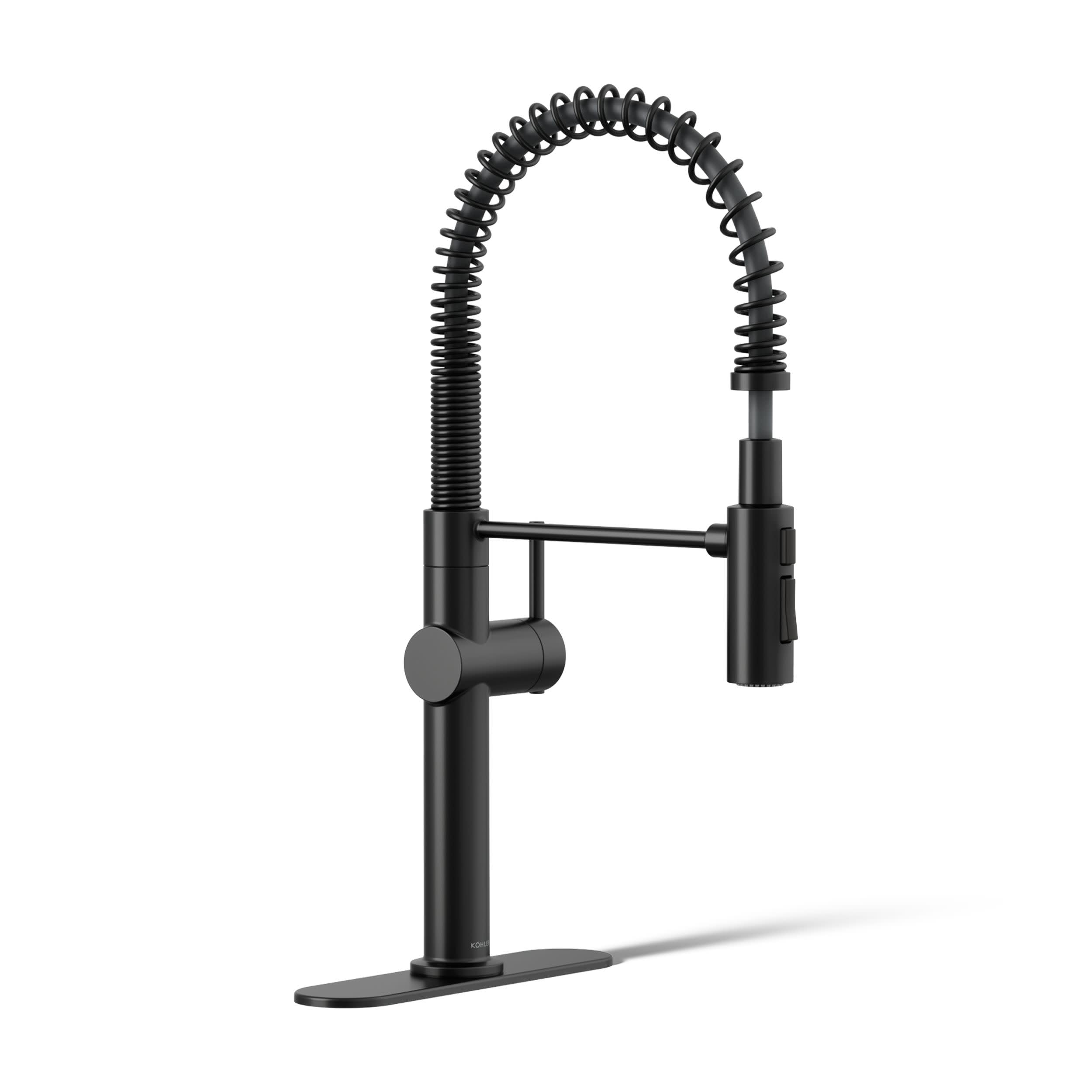 KOHLER 22973-BL Crue High-Arc Kitchen Faucet with Pull Down Spring