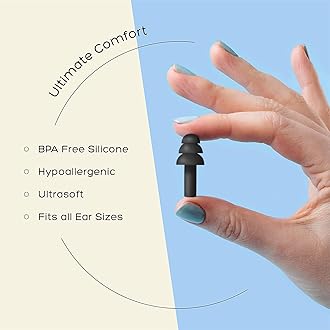 Silicone Ear Plugs for Sleeping & Noise Cancelling, Reusable Earplugs with Adjustable Size, Ear Plugs for Concerts, Swimming & Snoring (3 Pairs, Black)