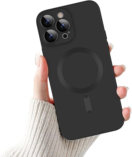 Newseego - Funda magnética para iPhone 13 Pro Max, funda metálica de lujo con protector completo de lente de cámara para mujeres, niñas y hombres,