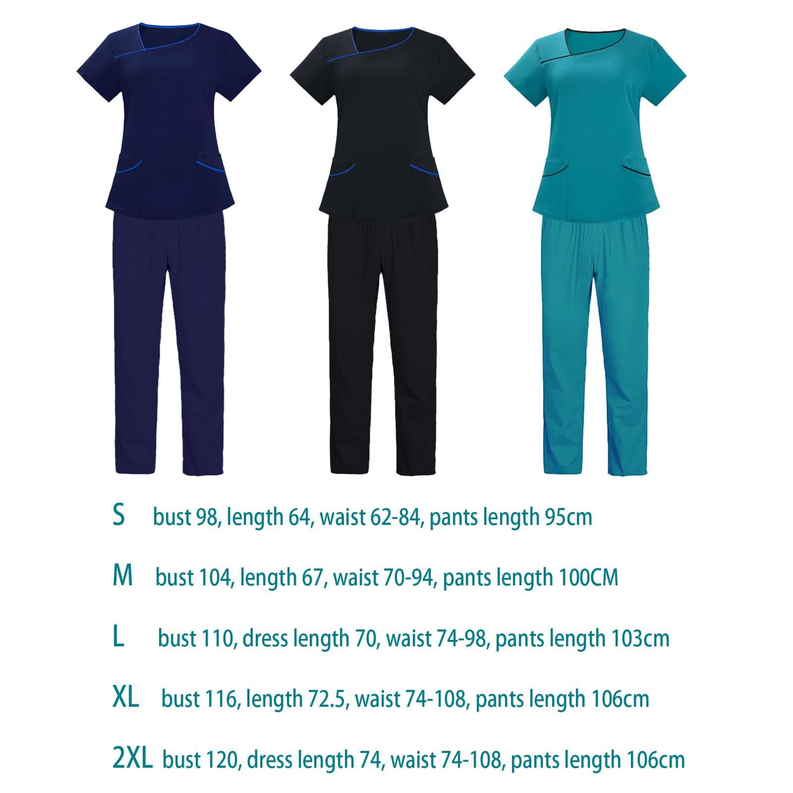 predolo Conjunto de Uniforme Médico para Mujer, Traje de Enfermera Cómodo Y, Ropa de Trabajo Elegante, Pantalón de Uniforme Médico para Mujer, XL Negro