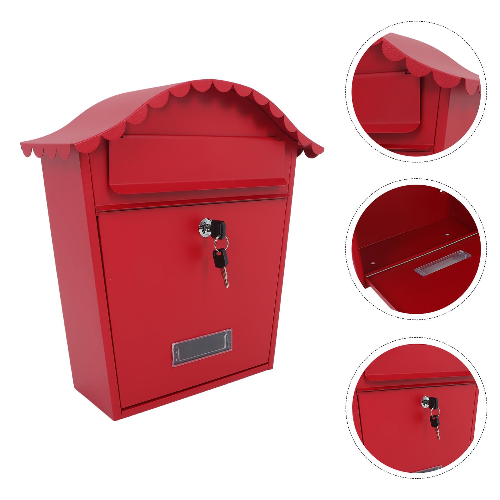 Wandbriefkasten aus Eisen im Vintage Stil für Außenbereich Rot