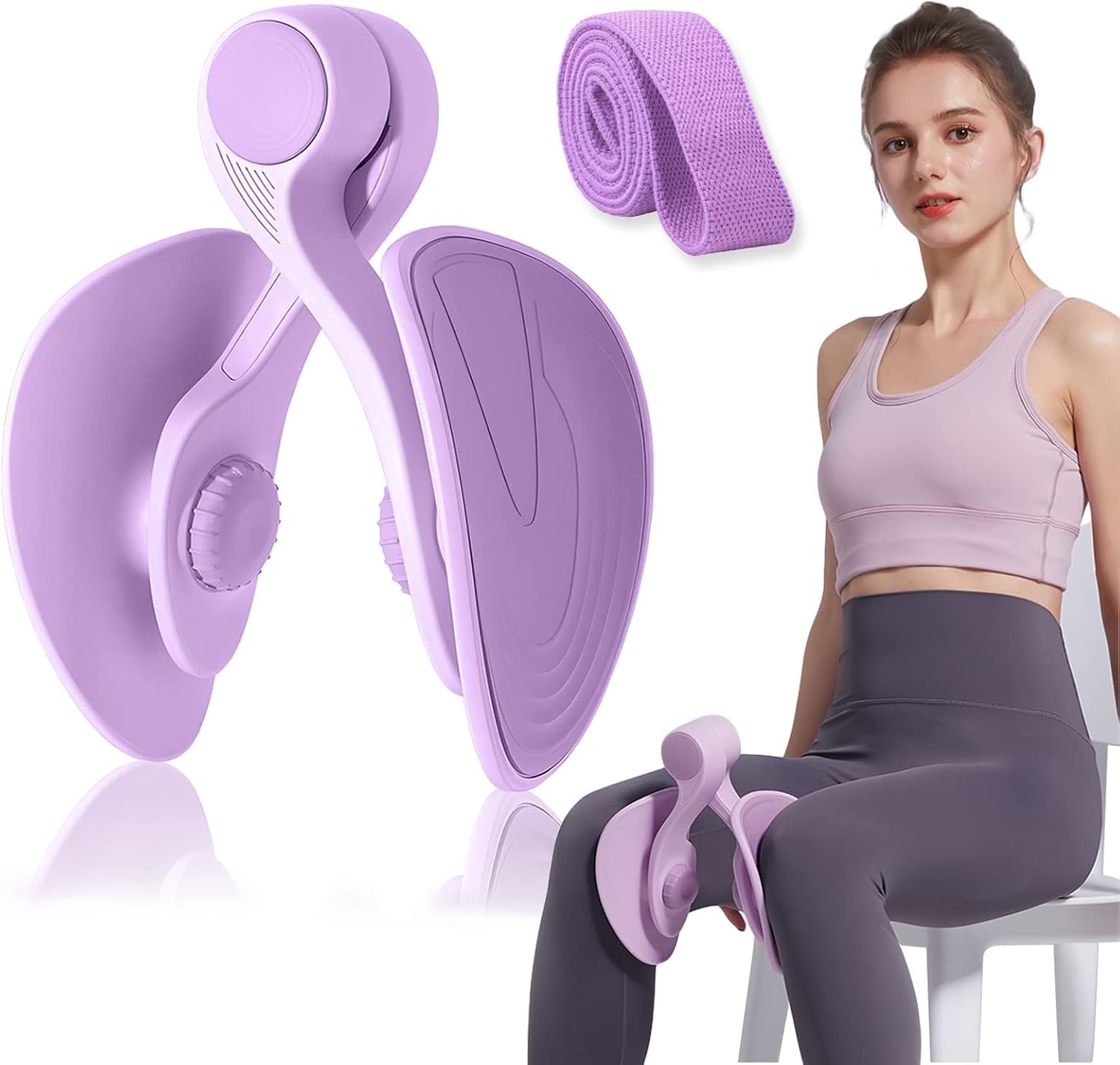 Thigh Master Inner Thigh Exerciser for Women & Men | Adjustable Pelvic Floor Muscle Trainer | Hip, Leg & Arm Strength Training | Kegel Exercise Equipment with Resistance Band for Home Workout-image-32
