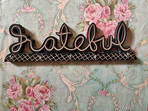 Image of Classical Youth Hand-Crafted Wall Mounted /Hanging Grateful Key Hanger /Holder /Rack & Mask Stand -for Home /Office /Cafes Interior Decor (MDF - Medium Density Fibreboard, Pack of 1)
