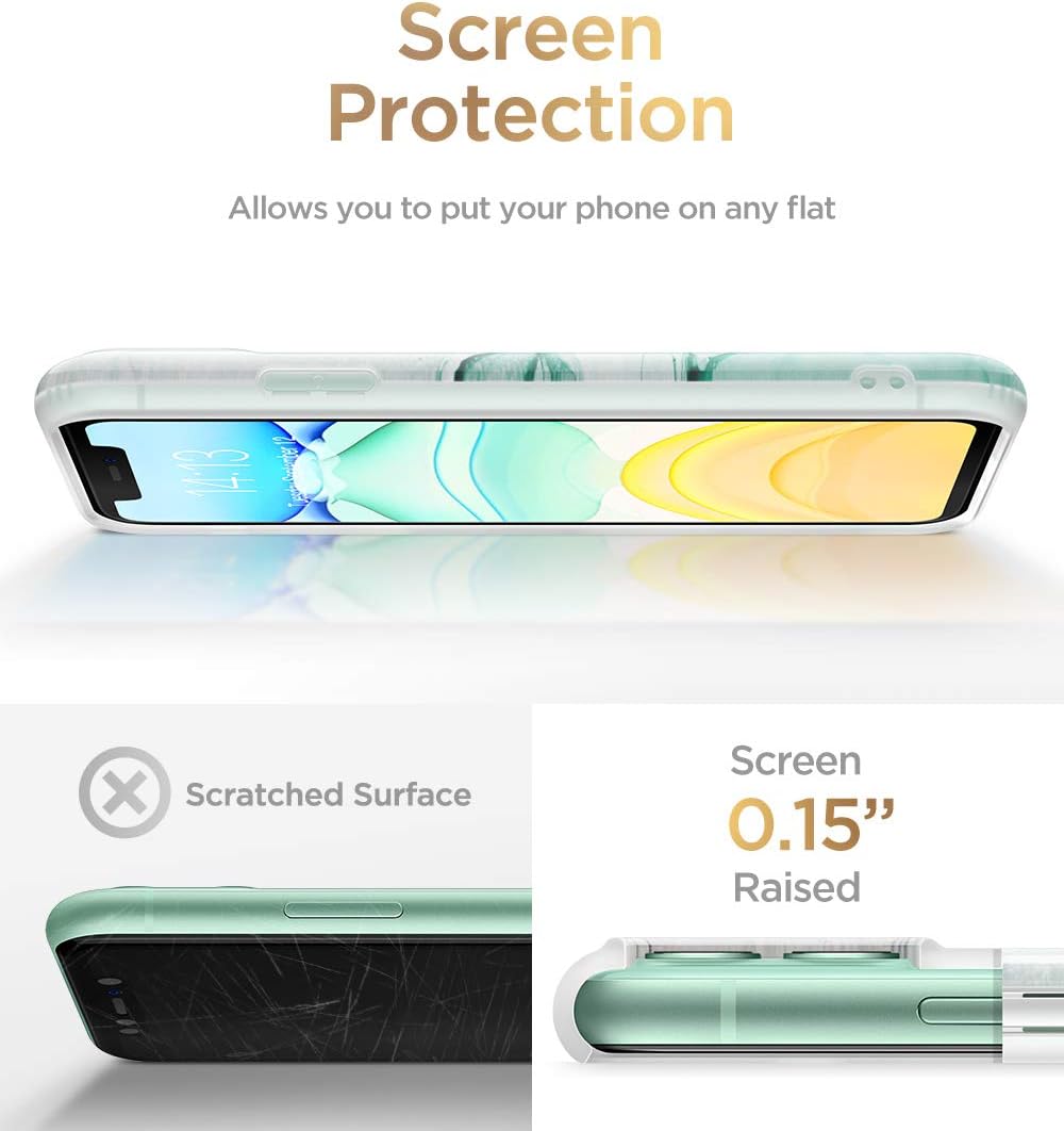 GVIEWIN Marble Compatible with iPhone 11 Case, Ultra Slim Thin Glossy Soft TPU Rubber Gel Phone Case Cover Compatible with iPhone 11 6.1 Inch 2019 (Agaria/Cyan)
