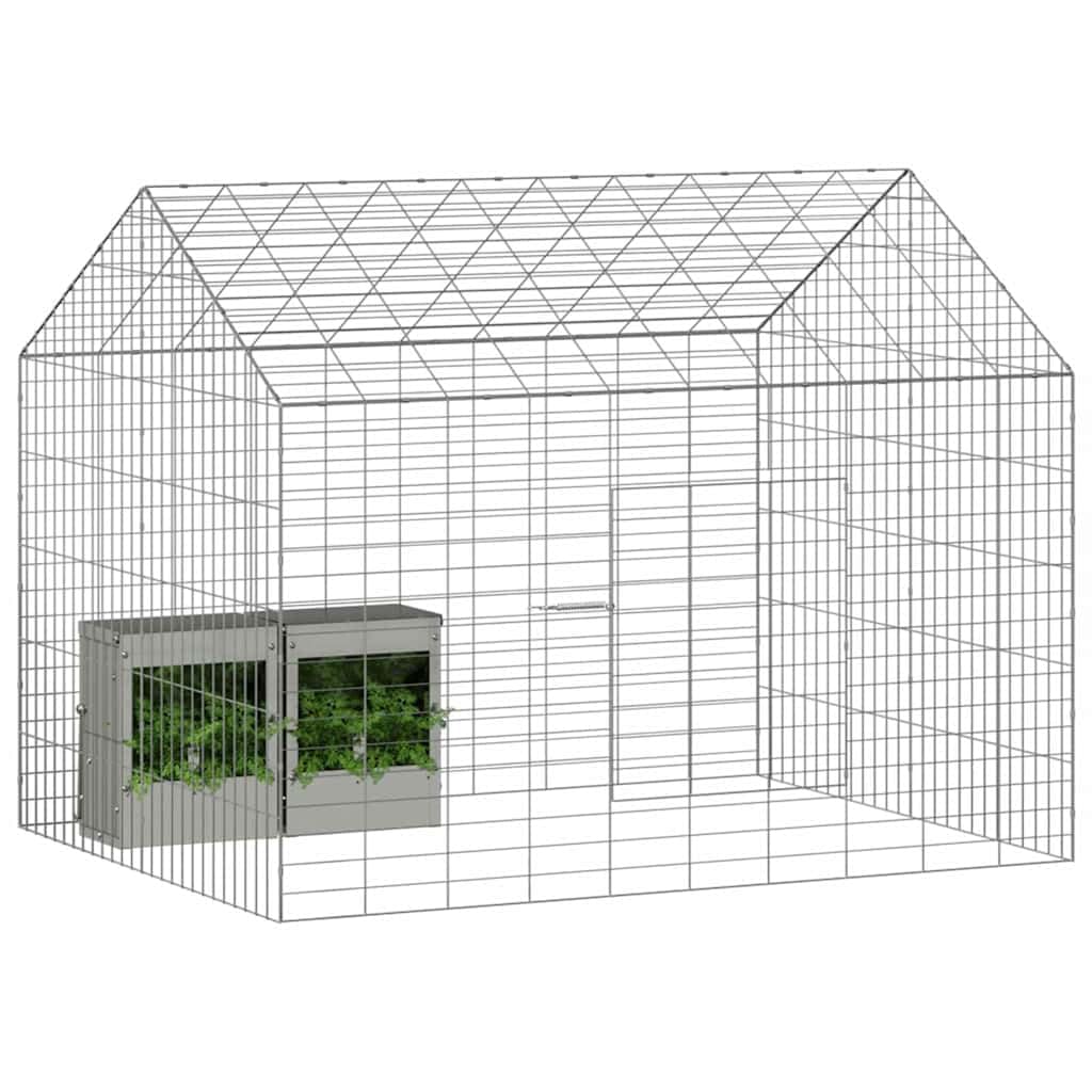 Jaula para conejos para exteriores, 100 x 78 x 78 cm, acero galvanizado, color plateado | Jaula de jardín de acero galvanizado, resistente a la intemperie y duradera para exteriores.