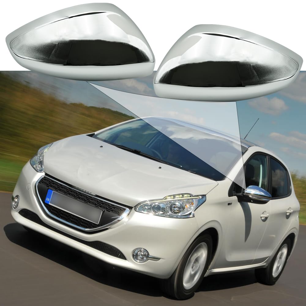 Cubierta de Espejo Retrovisor, Funda para Espejo de Coche Carcasa de Espejo Retrovisor de Coche Accesorios de Repuesto Compatible con Peugeot 208 2013-2019