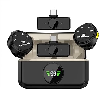 Mini Lavalier Wireless Mikrofon, Kabellose Bluetooth Ansteckmikrofon für iPhone/Android/PC Handy Wireless Microphone Funkmikrofon für YouTube Vlog Streaming Twitch Facebook Live