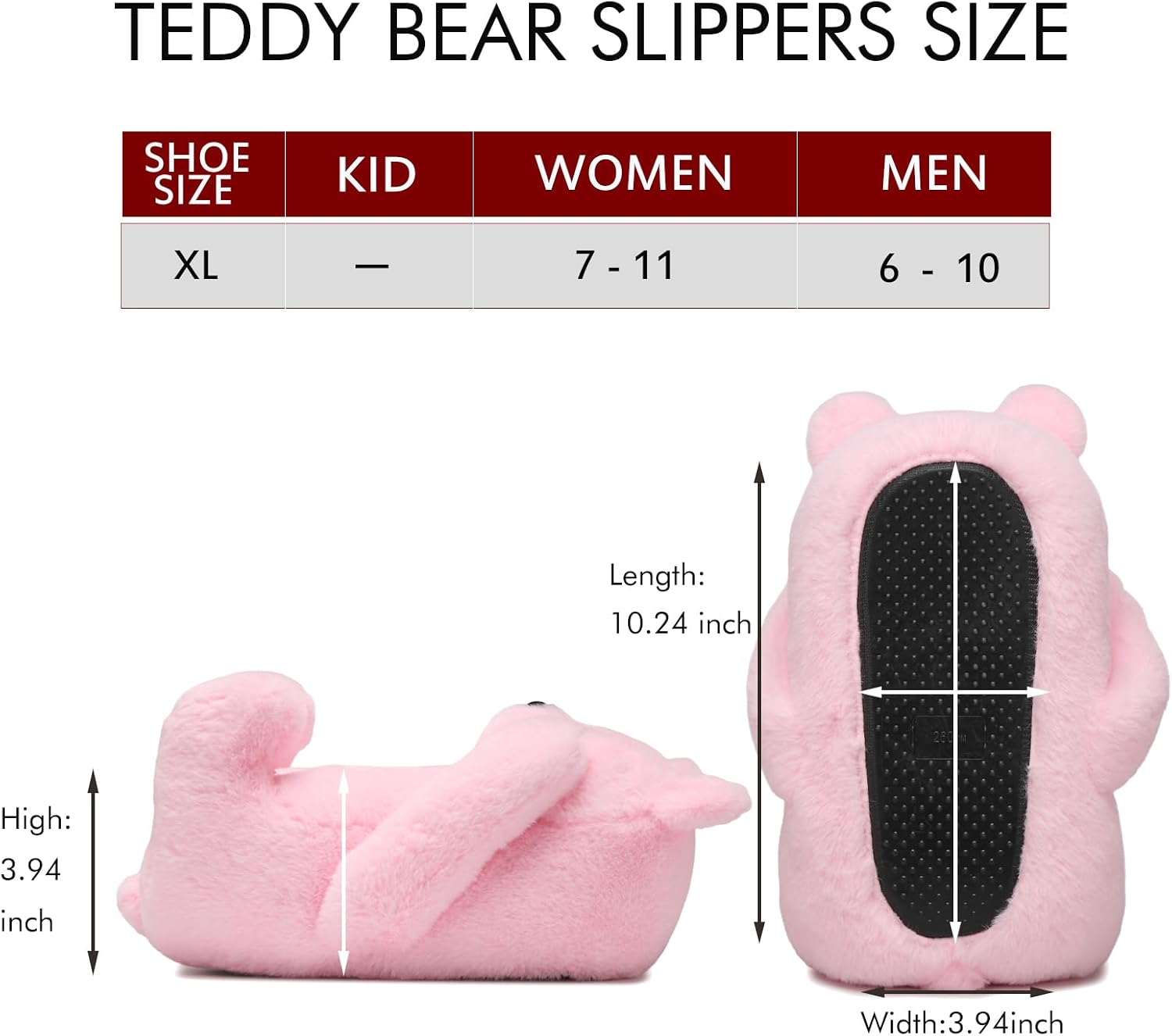 Bashful Teddy Bear Plush Slippers for Women,Pig Slipper,Unicron Slippers,Cozy Plush Animal Slipper,Non-Slip Fuzzy Winter Indoor House Shoes, Birthday Christmas Gift Ideas (US Sizes 9-12)