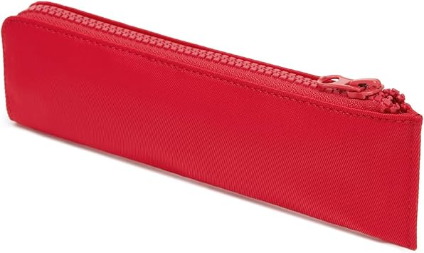 Oxford Pencil Case Slim Pencil Pouch Durable Zipper Stationery Bag Small Travel UseRed/Oxford