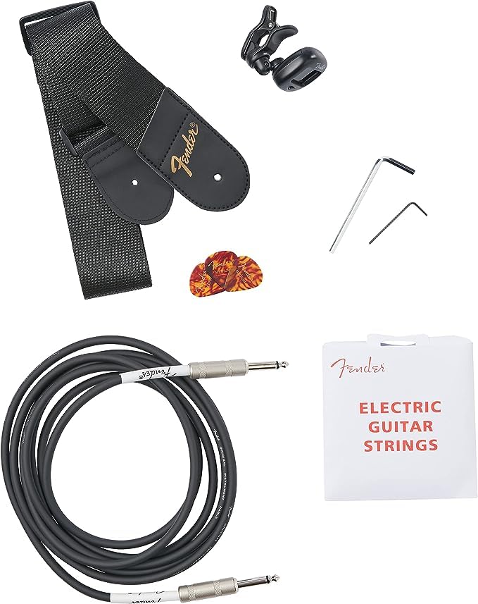Squier by Fender Stratocaster Kit de démarrage pour guitare électrique débutant, planche à doigts Laurel, avec amplificateur de guitare Frontman 10 G, sac de transport rembourré, câble, sangle et - Les Beatles, Paul McCartney, John Lennon, RIngo Starr, George Harrison Squier by Fender Stratocaster Kit de démarrage pour guitare électrique débutant, planche à doigts Laurel, avec amplificateur de guitare Frontman 10 G, sac de transport rembourré, câble, sangle et – Image 4