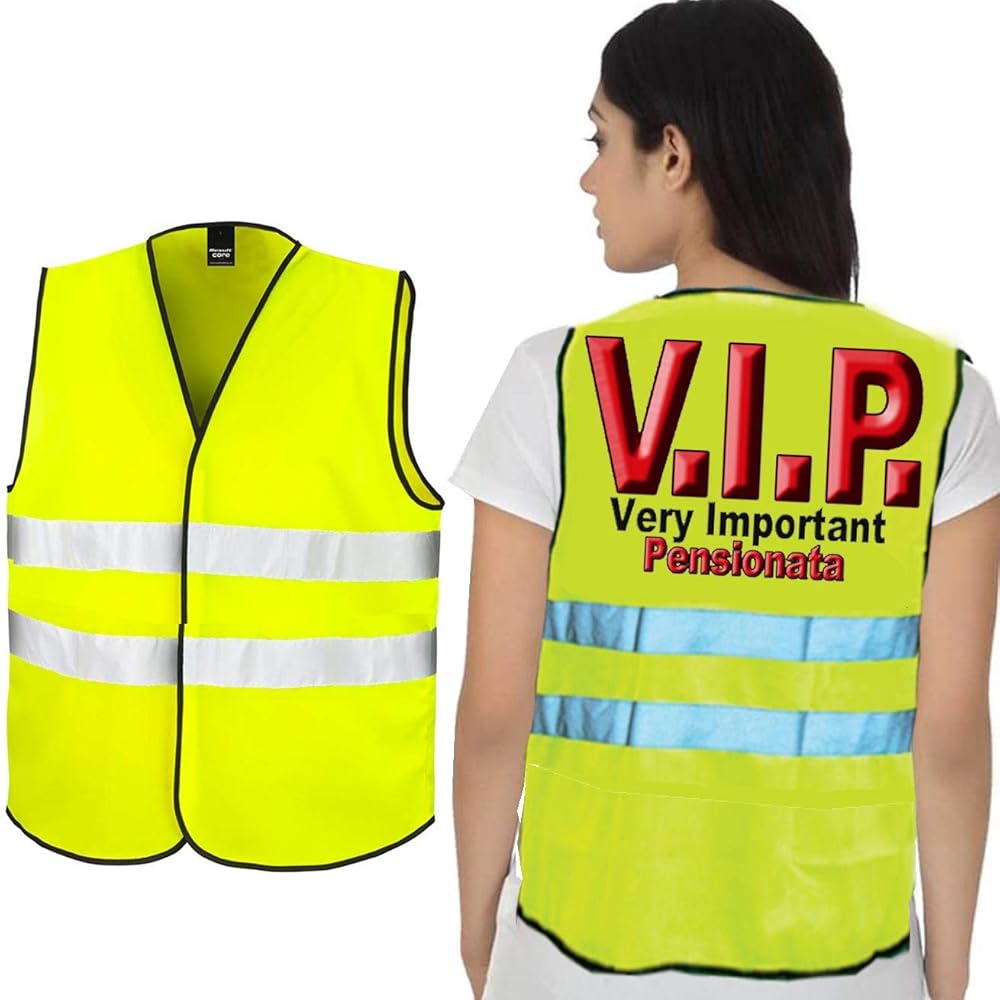 Bombo Rentner Weste - Neon Gelb Mit 'VIP: Very Important Rentner' Aufdruck