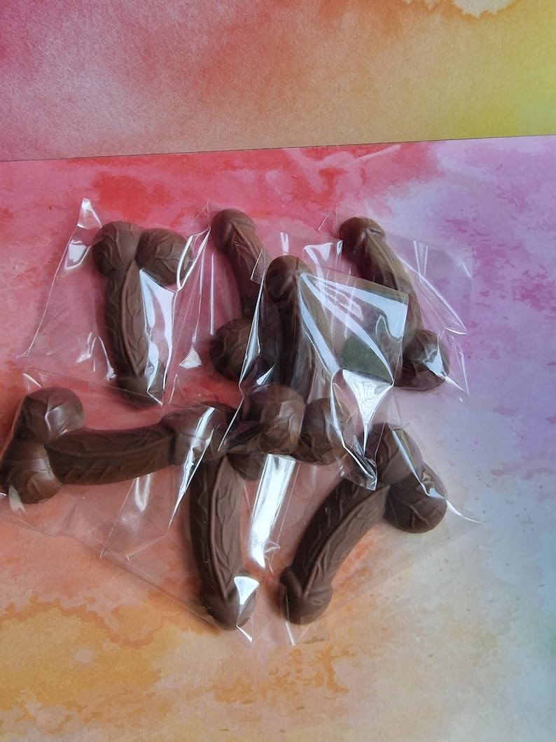 Chocolate Willies Hen Do Party Favours Individually wrapped 2D shape