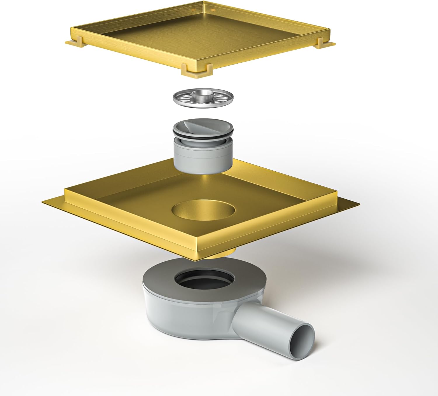 Bernkot Shower Drain Square 20 x 20 cm, 360° Siphon with Odour Stop and