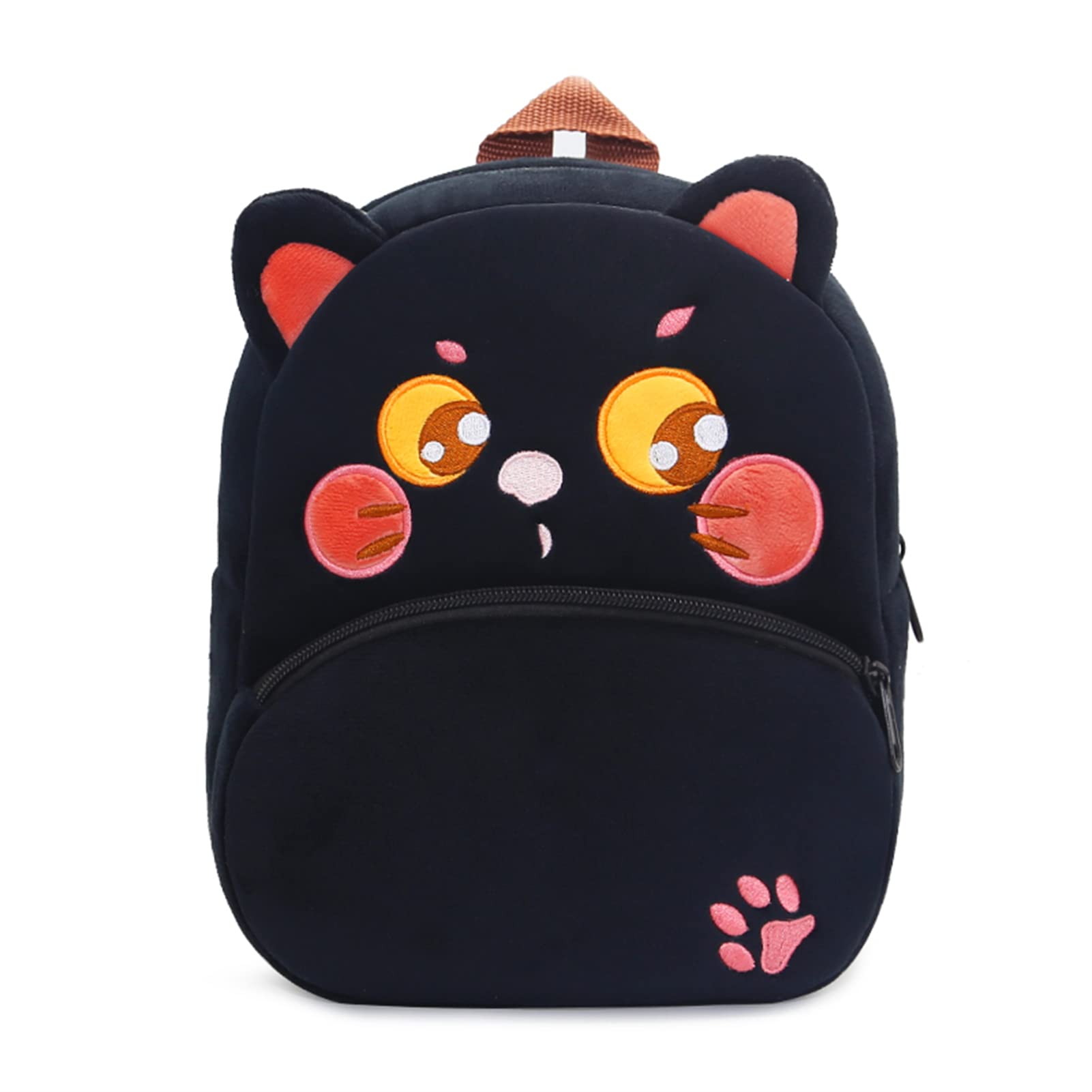 Cute Toddler Backpack,Cartoon Cute Animal Plush Backpack Toddler Mini School Bag for Kids Age 2-4 Years Old(Black Cat)