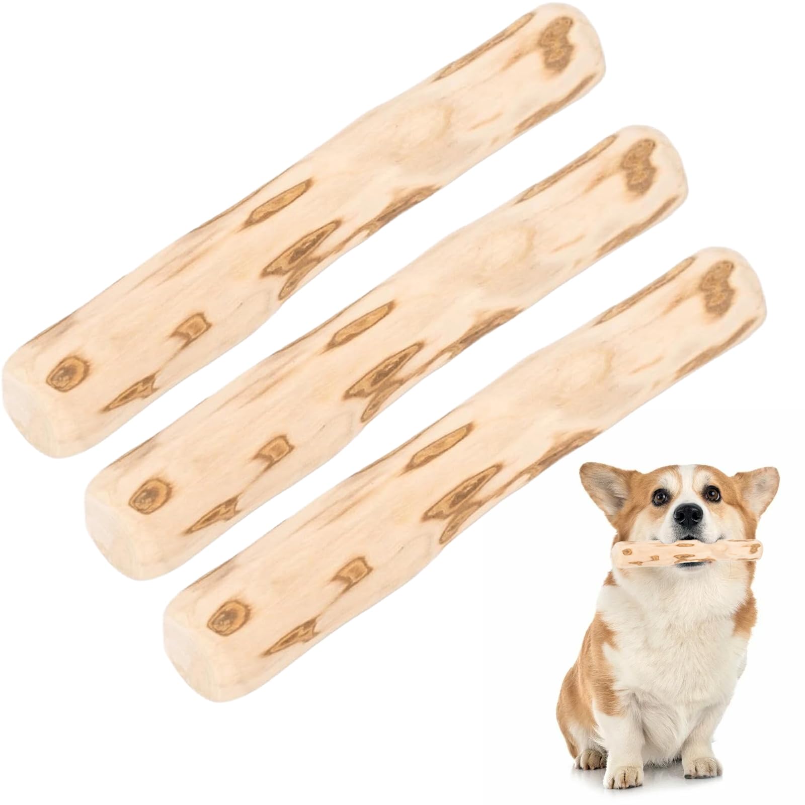 3 Stück Kaffeeholz für Hunde, für Zahnreinigung Kauholz für Kleine und Mittlere Hunde Kauspielzeug Hund zum Kauen und Spielen, Ideal für Welpen und Erwachsene (14cm Länge, 1.8-2cm Durchmesser)