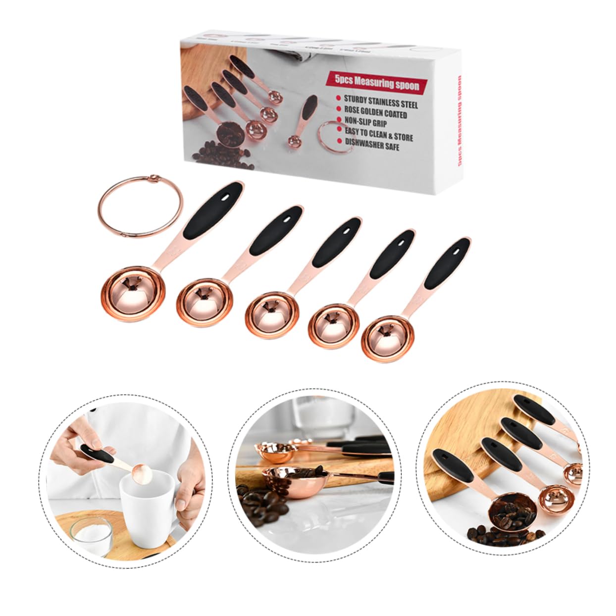 Amosfun Lot De 3 Cuillères À Mesurer En Forme De Rose Cuillères À Café Ustensiles De Cuisine Ustensiles De Cuisson Cuillères À Mesurer Accessoires De Cuisine Cuillère À Cocktail En