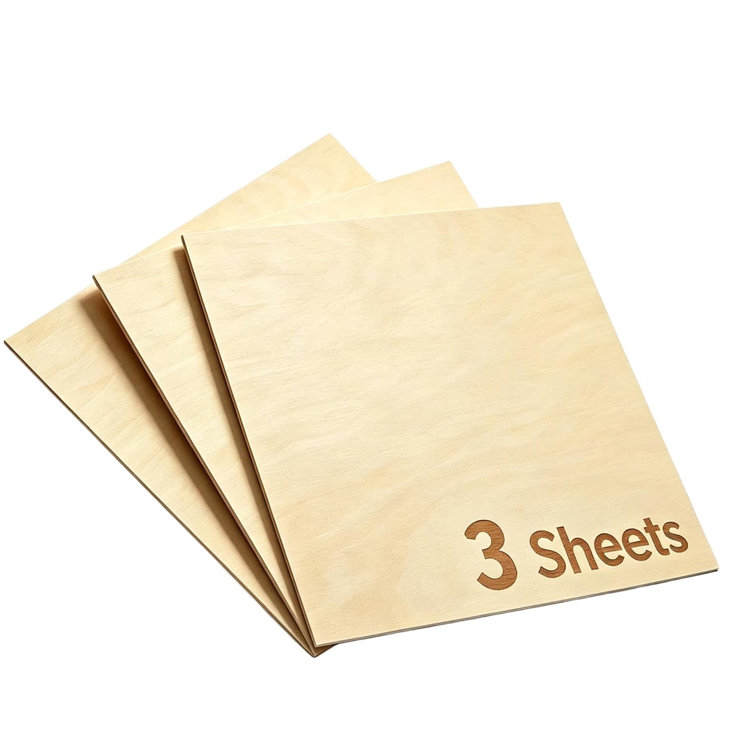 Baltic Birch Plywood - 1/4 Inch Thickness - 11.8" x 11.8" Square Wood Sheets for Laser Cutting, CNC Cutting and Crafts - Pack of 3, by MJArtVista