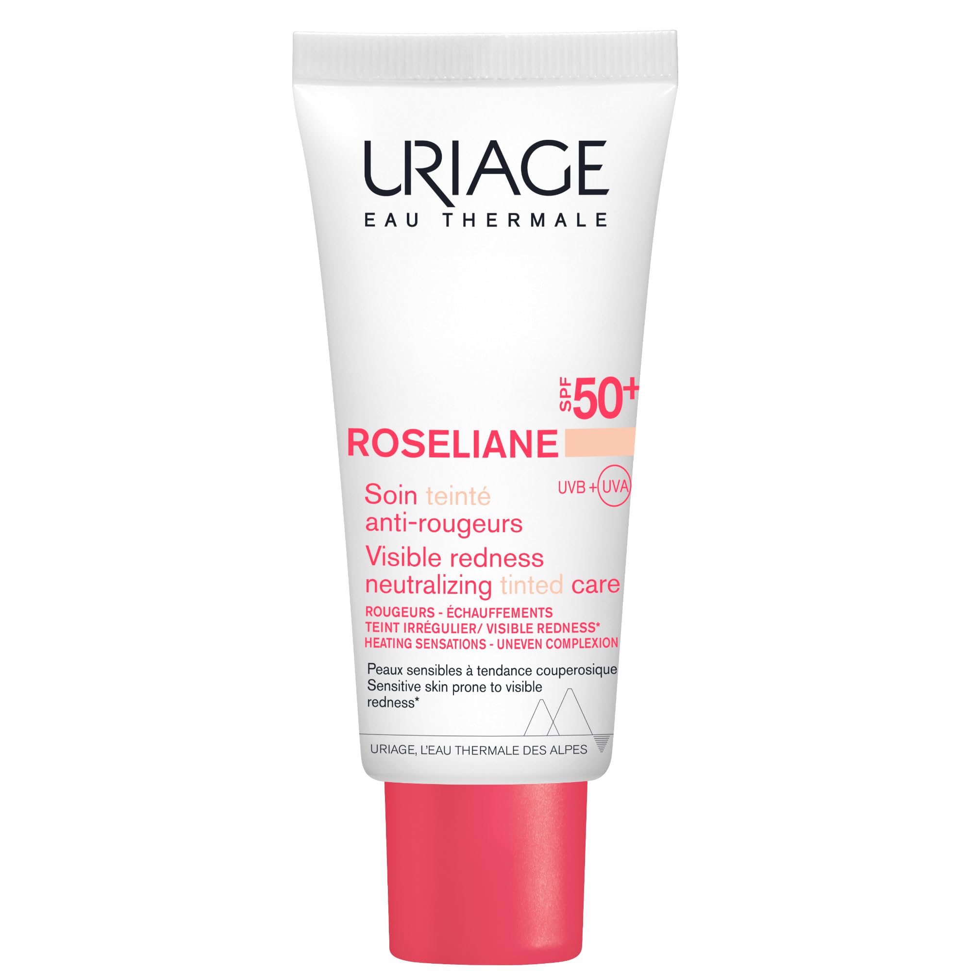 Uriage Roséliane CC Cream SPF50 (jasny odcień), 40 ml, skóra wrażliwa, podatna na zaczerwienienia, ujednolica, nawilża, długotrwałe działanie kojące i ochrona przed słońcem, nie zatyka
