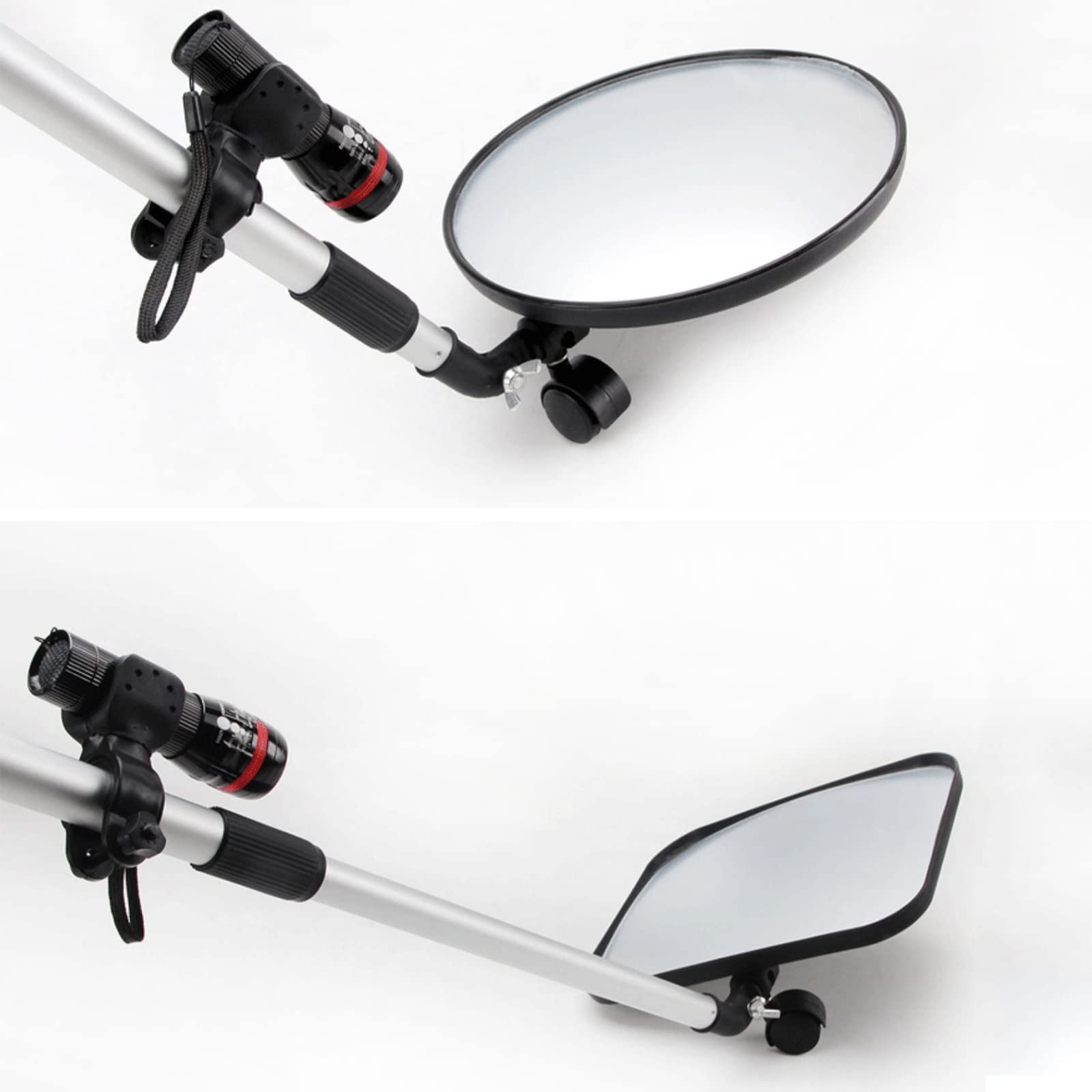 Espejo de inspección Iluminado Plegable, Espejo de inspección de Bolsillo retráctil Redondo con Luces LED - Rotación de 180 Grados para visualización Adicional en ángulos Muertos, vist