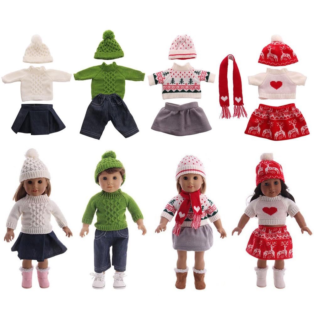 Vêtements tricotés pour poupée américaine 46 cm avec hauts et jupes