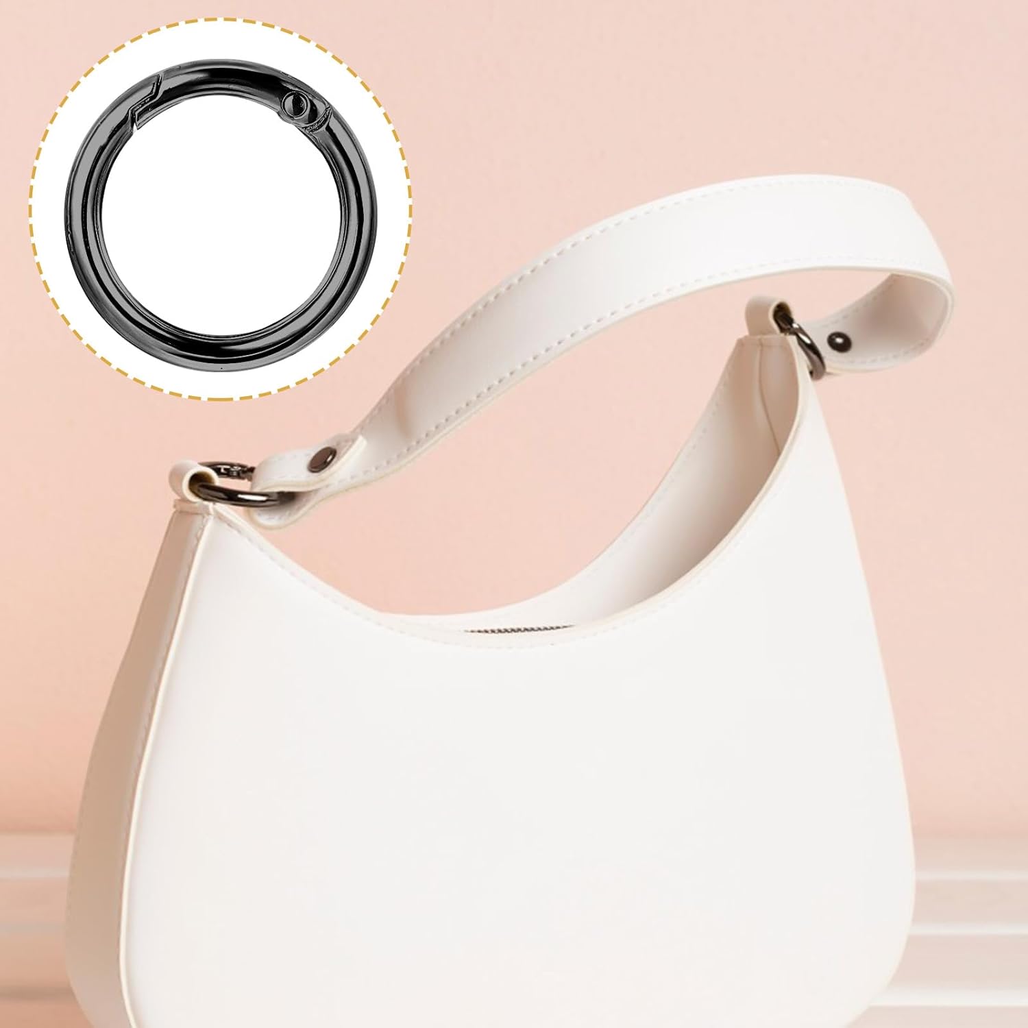 100 Pcs Spring O Rings Round Carabiner Snap Clip, 27MM Zinc Alloy Spring Round Keychain Key Ring Clips, Metal O Ring for Key Chains, Bag, Purse, Handbag and Craft DIY Accessories - Image 4