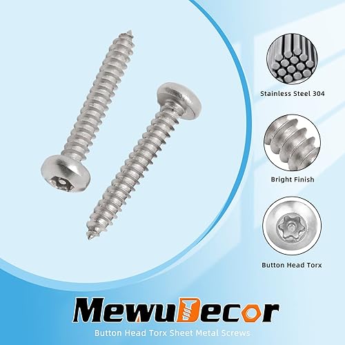Miniatura 3 de Tornillos Torx de chapa de acero inoxidable #14 x 2 pulgadas, tornillos de plata de seguridad, antirrobo, a prueba de manipulaciones, con broca,