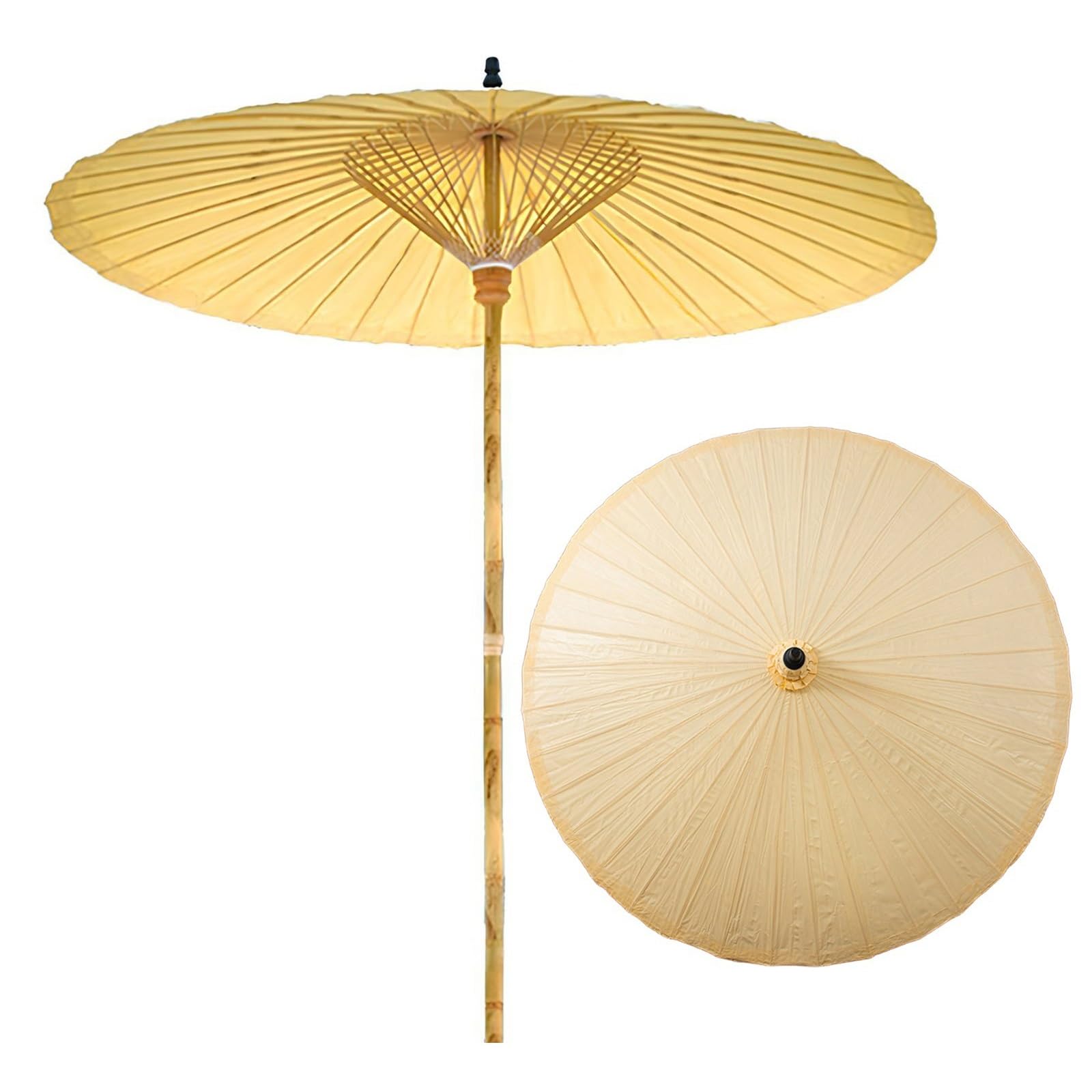 2.0m Japanese Garden Parasol, Vintage Handmade Oil Paper Decorative Patio Umbrella Umbrella For Party, Home Decoration, Photography, Pool, Beach(Beige)
