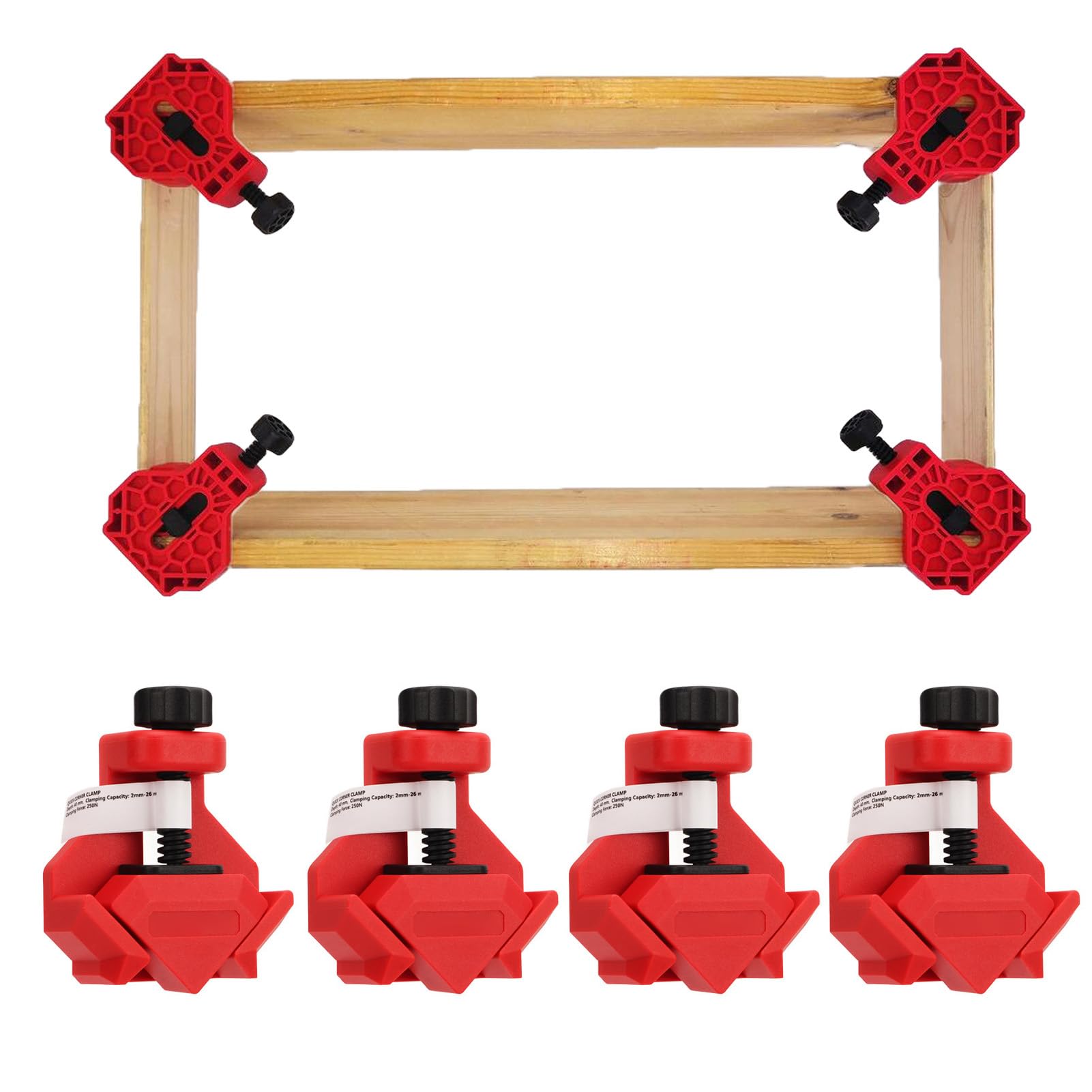 Respicefinem Small Cabinet Clamp 4 Pieces Corner Clamps Right Angle Clamp Spring Load 90 Degree Corner Clip for Diy Woodworking Clip Furniture Repair Clamps Maintenance