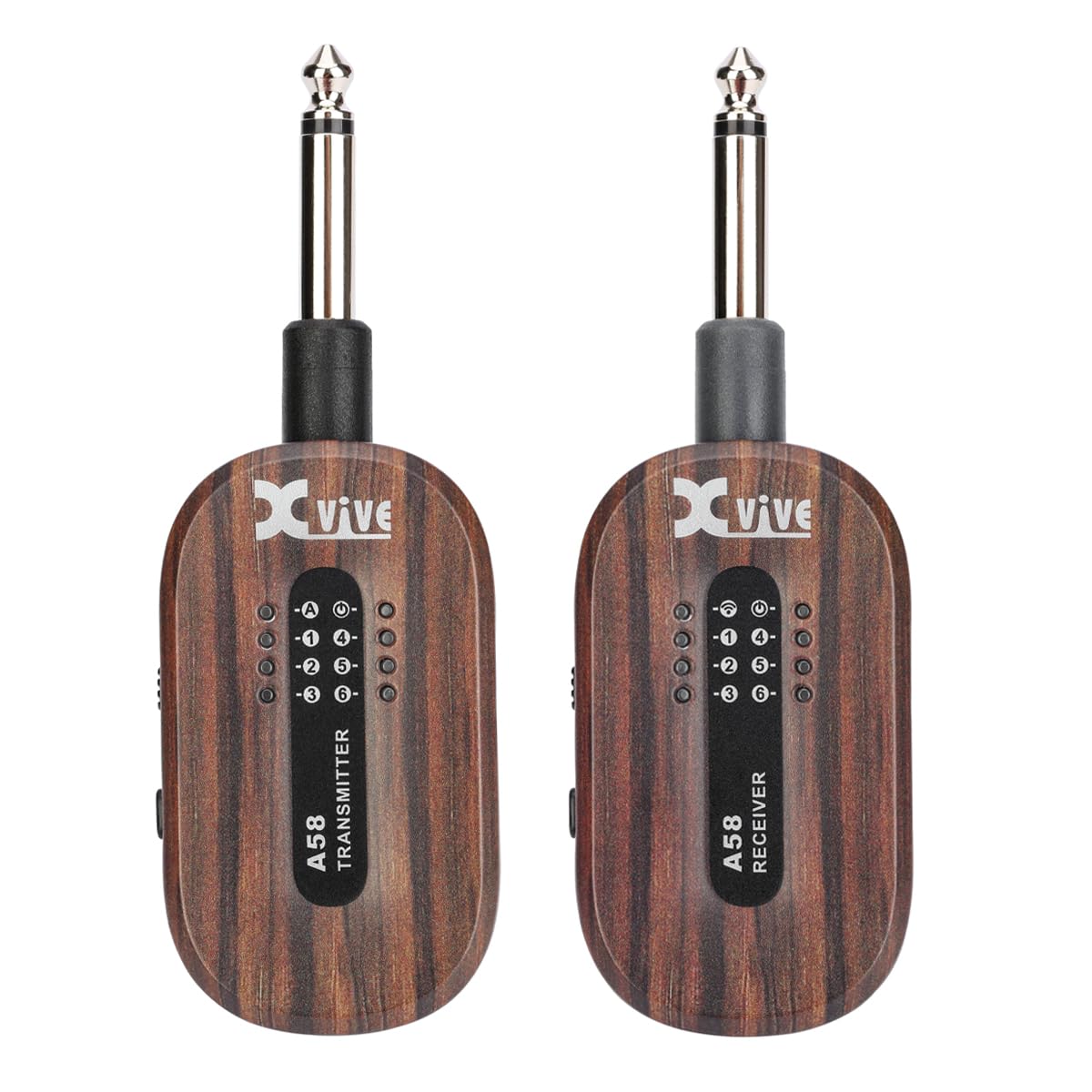 Xvive A58 Wireless Guitar System 5.8G Set with Transmitter and Receiver for Guitar with Active or Passive Pickup(Rosewood)