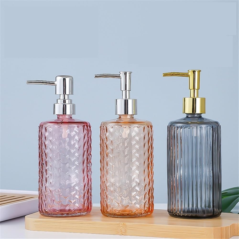 Szklany dozownik mydła 500 ml przezroczysta cylindryczna butelka na balsam do domowej łazienki hotelowej w kolorze niebieskim przezroczysty szary pomarańczowy różowy(Orange)