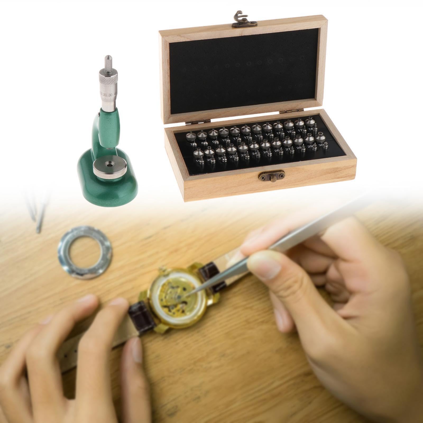 Juego de herramientas para cerrar cajas de relojes, prensa para engarzar piedras, paquete herramientas confiable, diseñado para todo relojero o joyero, instalación joyas, ajustador ojos