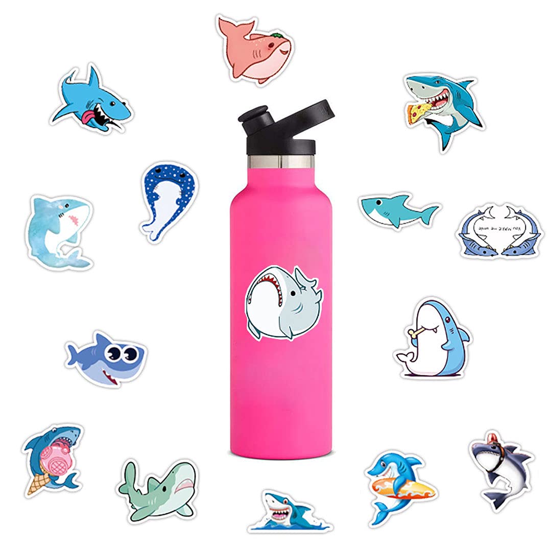 Lot de 150 autocollants requins en vinyle imperméable pour bouteille d'eau, bouteille d'eau, ordinateur portable, bagages, voiture, téléphone portable, skateboard, vélo