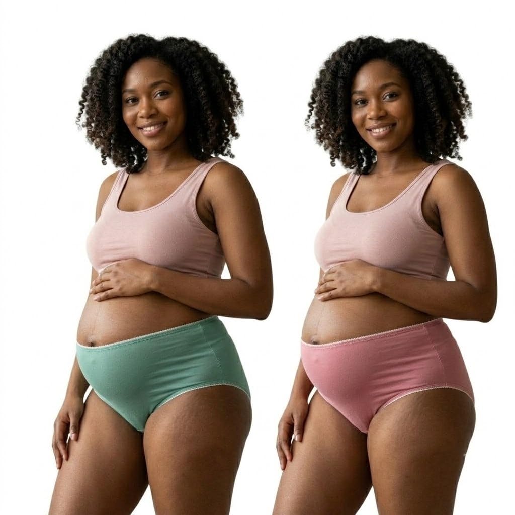 pregnancy underwear maternity panties – seamless high waist over bump briefs, soft stretch cotton, comfortable everyday support panty pack of 2 (multicolor)
