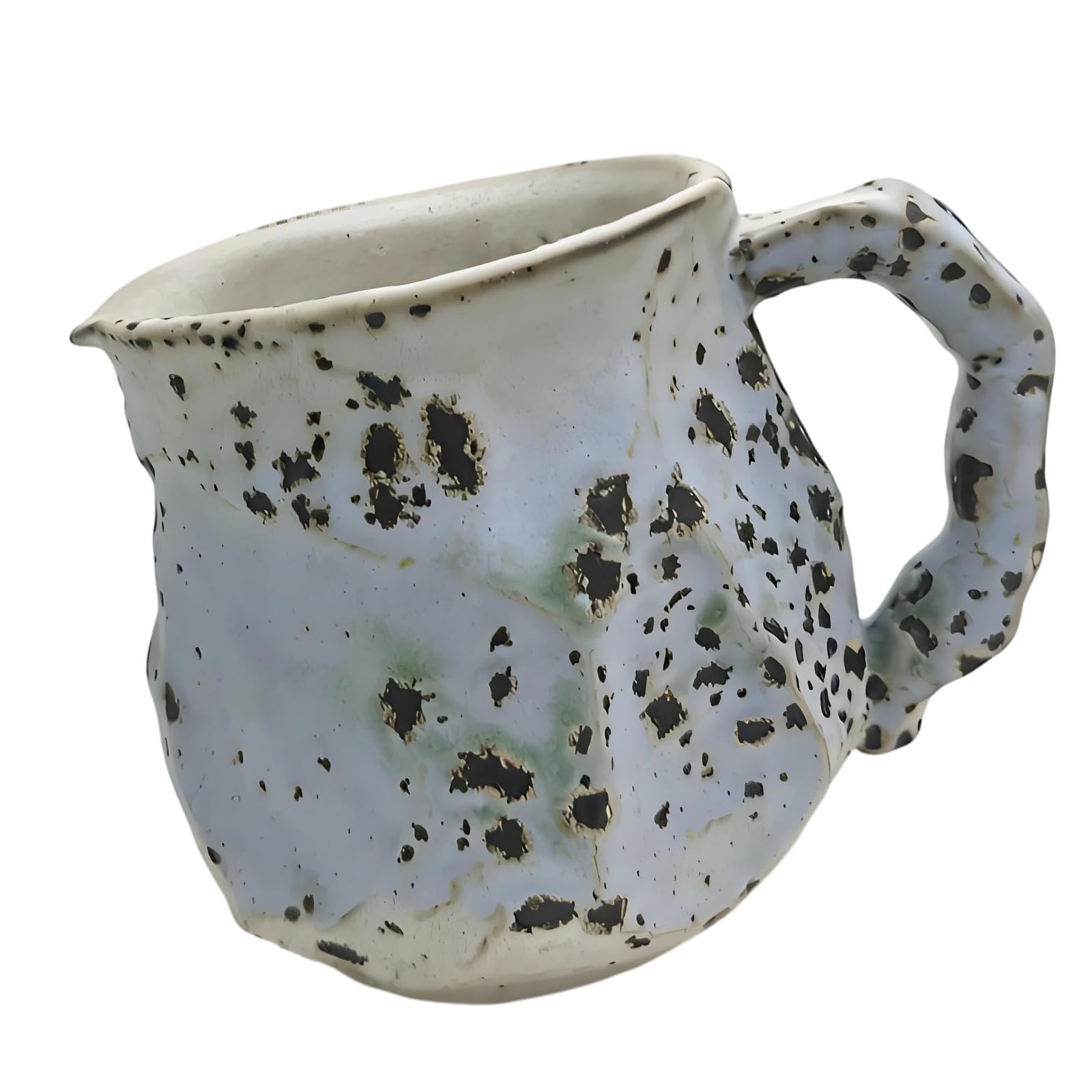 Daily Coffee Serving Pitcher Ceramic Vessel with Spout Handle Glaze Finish for Home Brewing Counter Placement Area Manual Brew Server Ceramic Coffee Pitcher Speckled Glaze Spout Handle Countertop Home