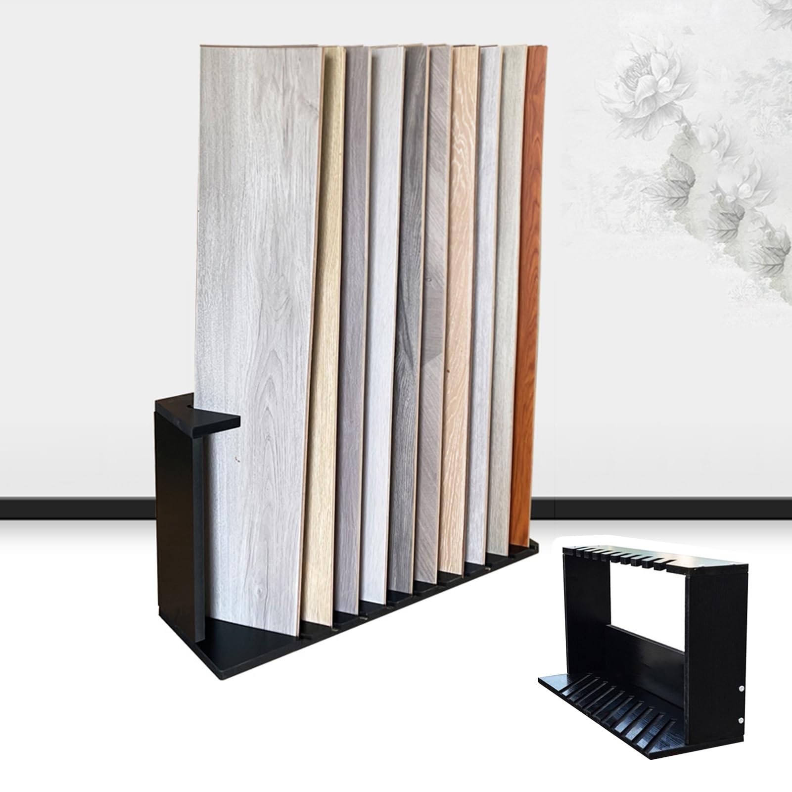 Estante de ExhibicióN de Azulejos Estante Inclinable para Muestras de Pisos de Madera, Expositor Abatible para Azulejos con 12 Ranuras de Profundidad(Slot Width-2cm (0.8"))
