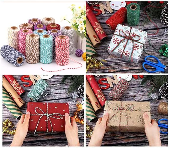 Miniatura 3 de Cordeles Bakers Gris y Blanco - 328 Pies de Cuerda para Manualidades y Decoración de Bodas