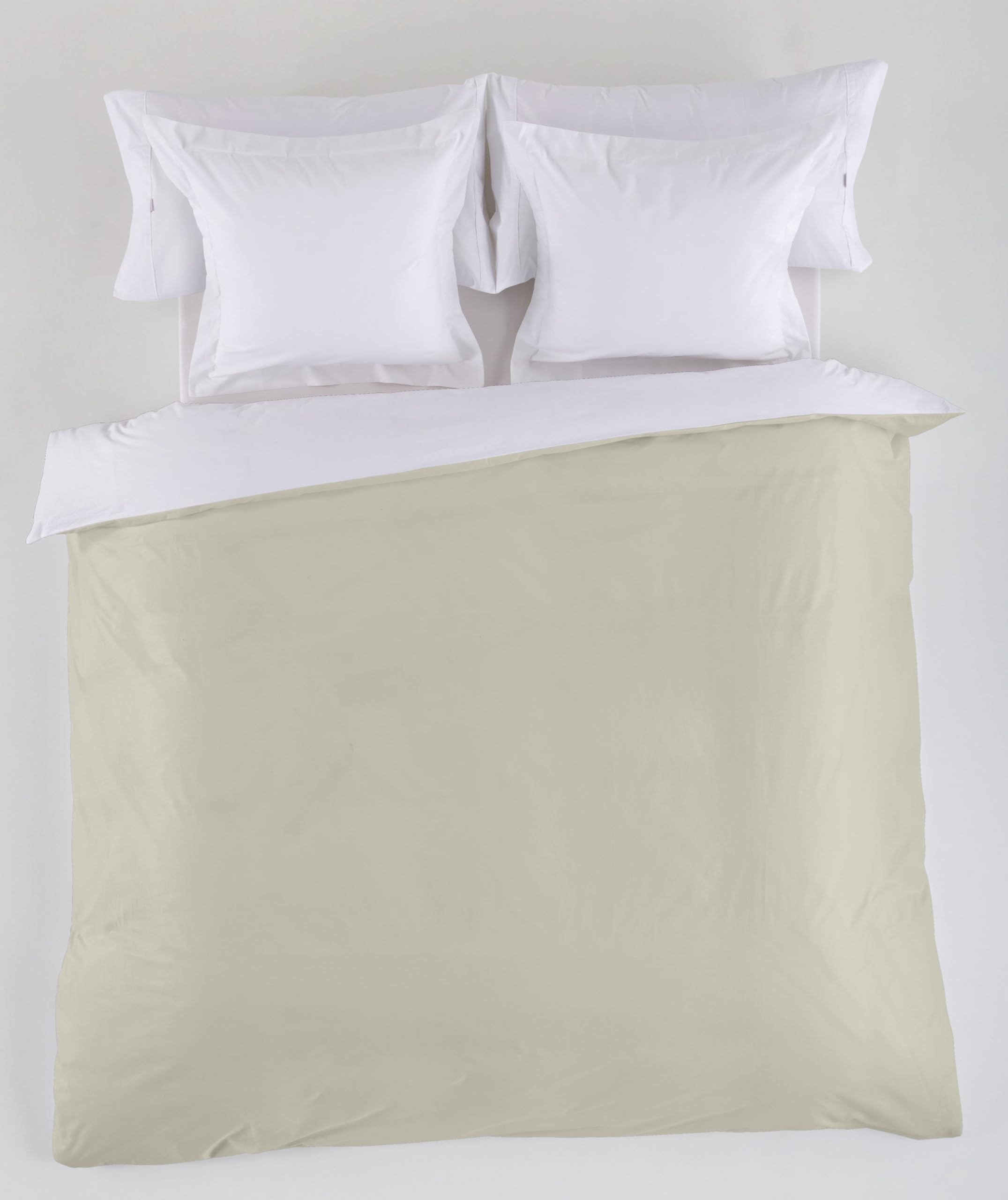 Parure de lit blanche 160x200 cm en pur coton 200 fils pour lit double