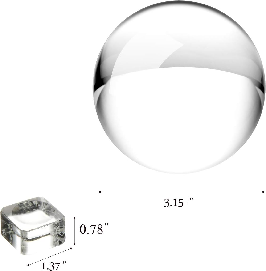 JIHUI Crystal Ball, K9 Crystal Ball Clear 3-1/5 Inch （80mm） with Crystal Stand and Pouch for Decorative Photography Prop
