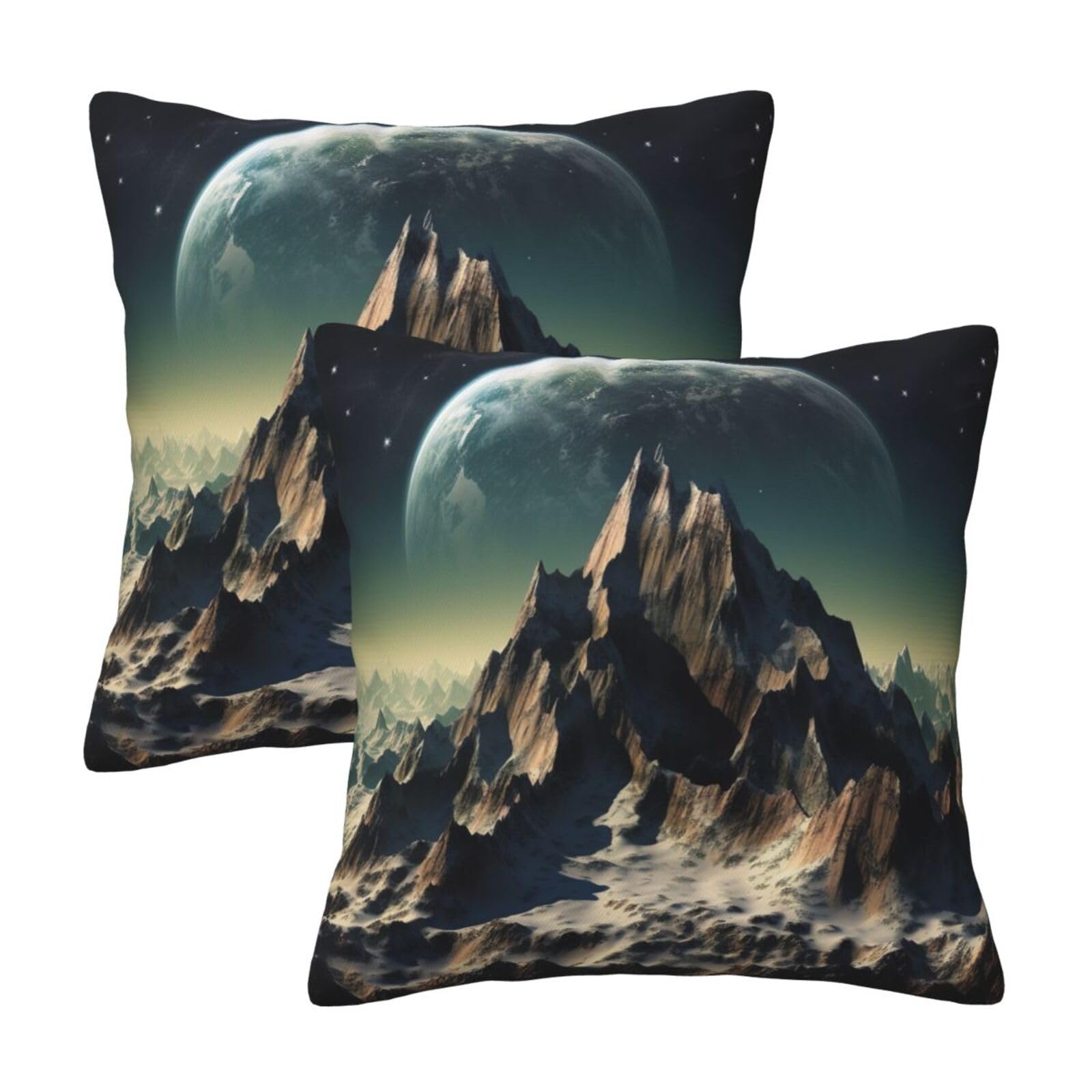 Earth Mountain Throw Pillow Cases 2 Pack Square Pillowcases Soft Pillow Protectors for Couch Livingroom Sofa Bed Office Car,30x30 CM