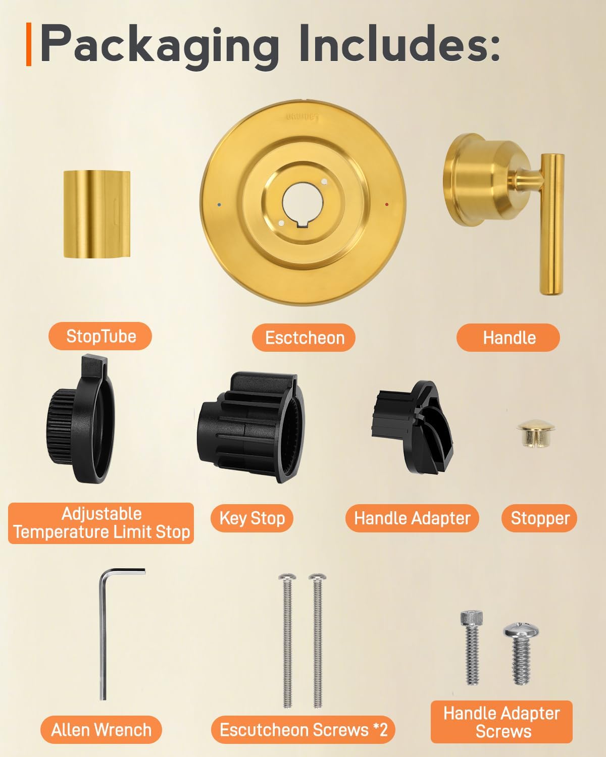 Replacement for Moen T2901BG Gibson Valve Trim Kit, Shower Handle Trim Kit in Brushed Gold, Single Handle Lever Shower Faucet Handle, Shower Handles Compatible with Moen 2510 Valve