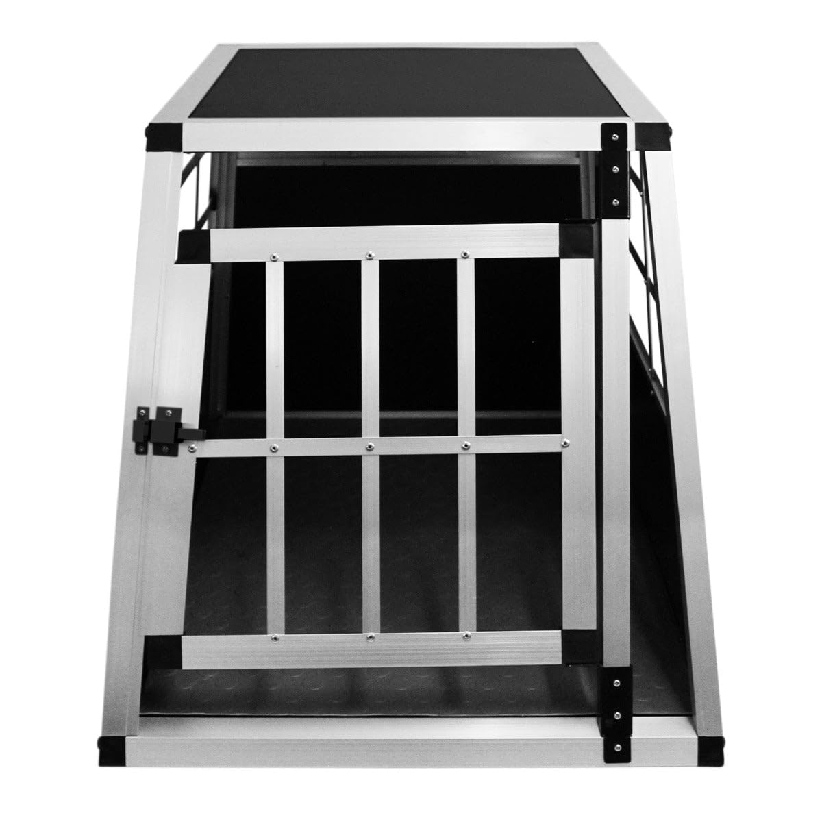 Cage de Transport en Aluminium 50 x 54 x 69 cm - 1 Porte - Angle 65° Avant et 90° Arrière - Parfaite pour Voyage Trajet Animaux Petit Format Sécurité Toutout Chien Chat Lapin [Tapis de Sol Inclus]