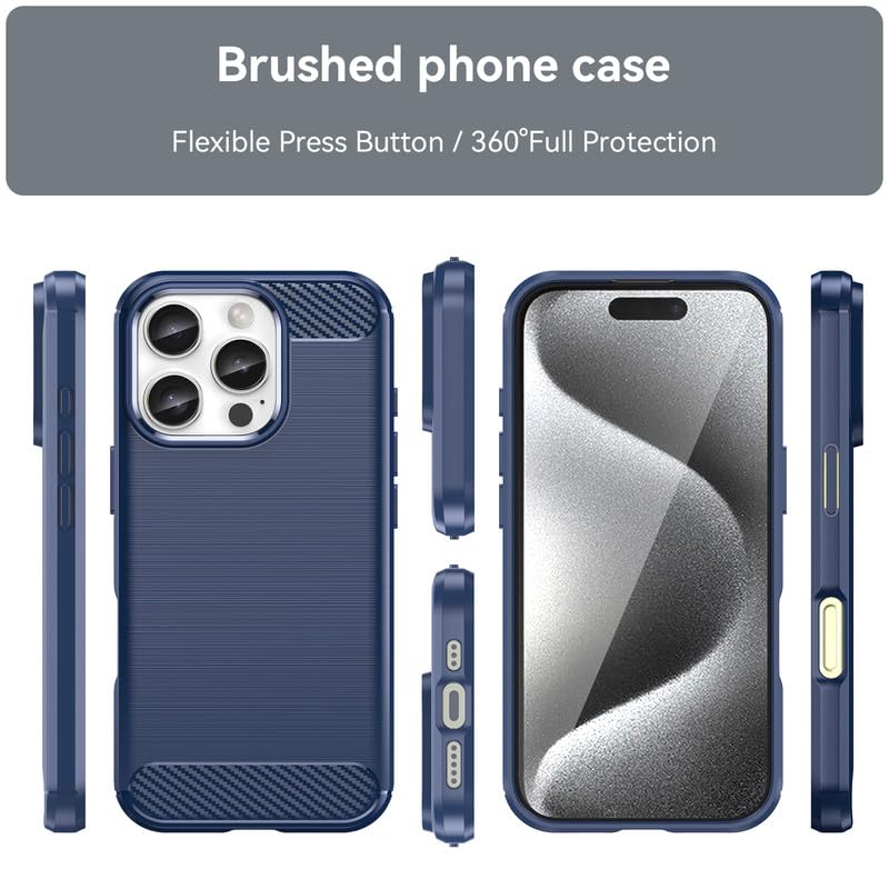 Image of Hybrid Carbon Fiber Back Case for iPhone 16 Pro Max (Blue)