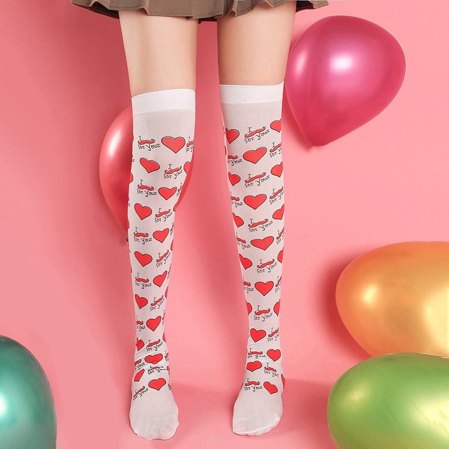 Wintersocken Bettsocken 10 Paar Damen Overknee Socken Liebesmuster Lange Strümpfe Dicke Warme Kuschelsocken Warme Flauschige Socken