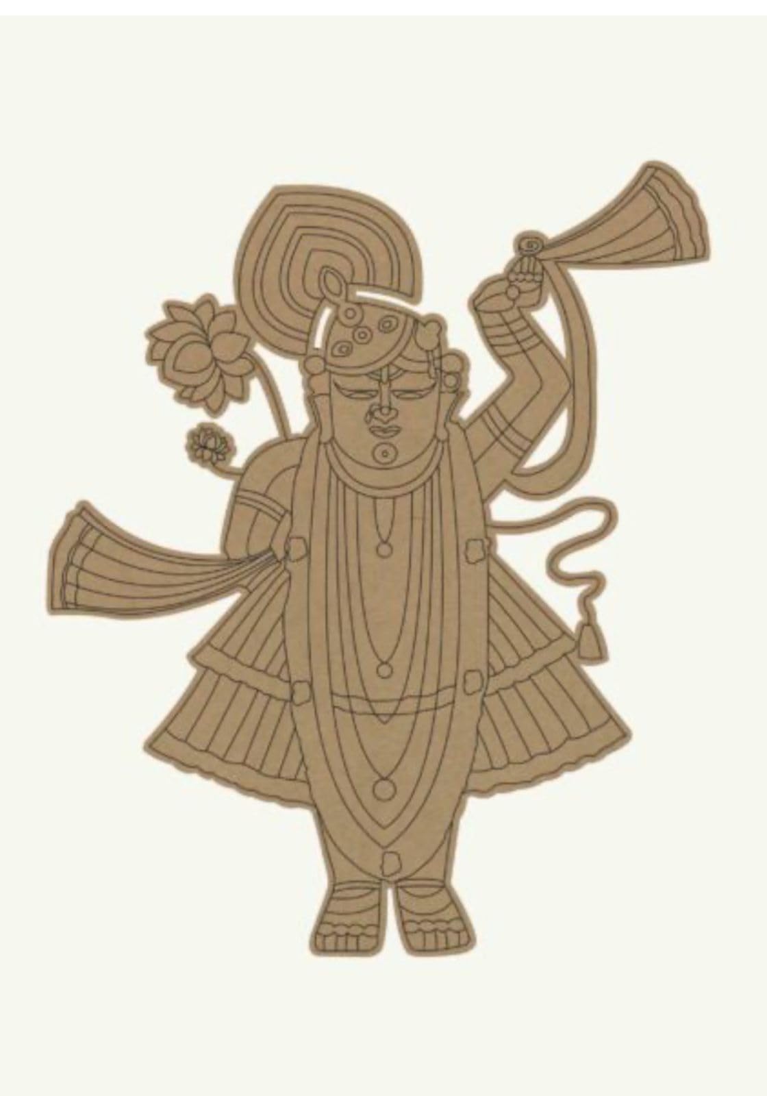 Skpartcraft Shreenathji MDF Wall Art Cutout, 20x 24 Inch, 6mm Thick, DIY Painting Craft with Premarked Design for painting, lippan, stone art etc.-image-29