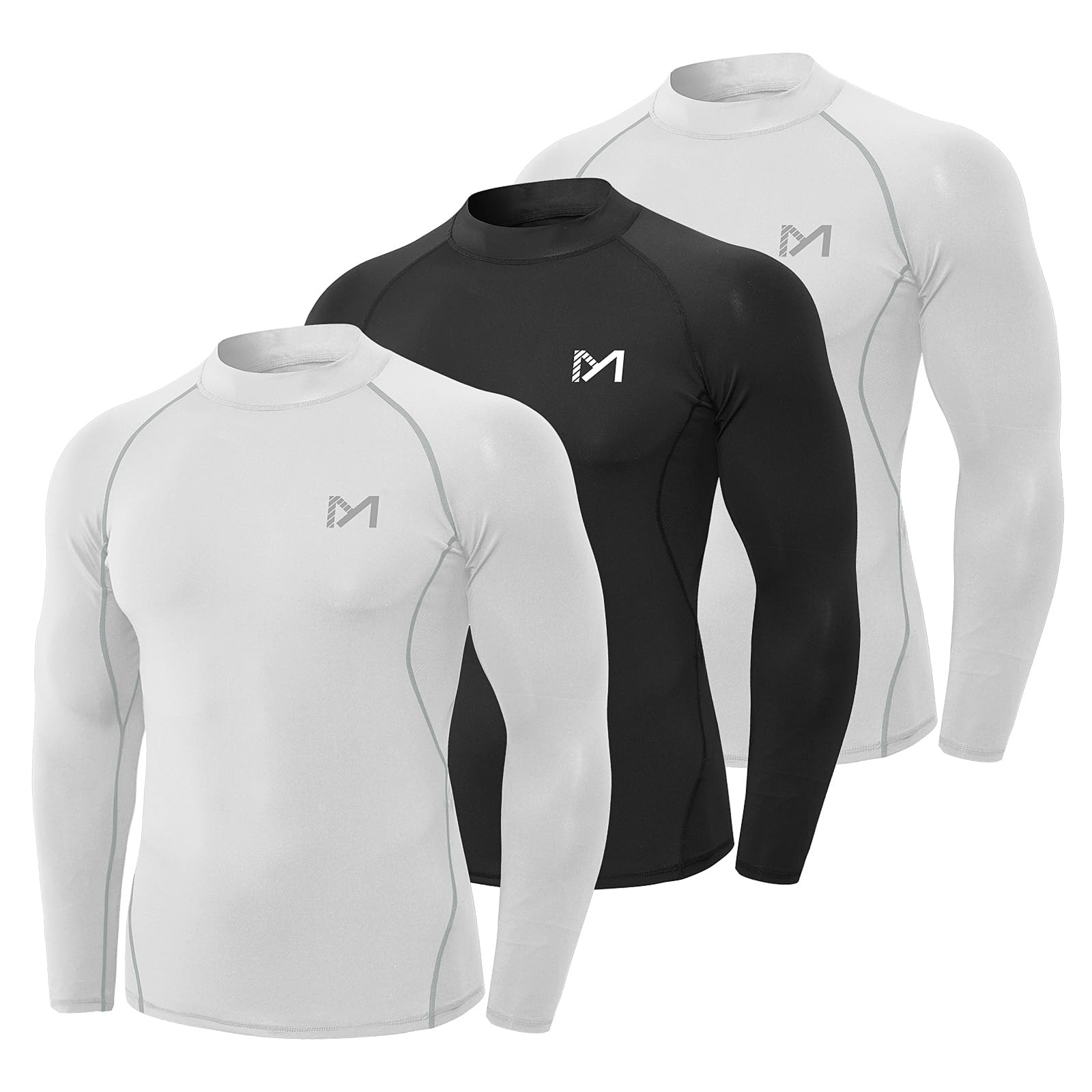 MEETYOO Męska koszulka kompresyjna, funkcjonalna koszulka, koszulka fitness z długim rękawem, oddychająca koszulka sportowa do biegania, sportu, siłowni